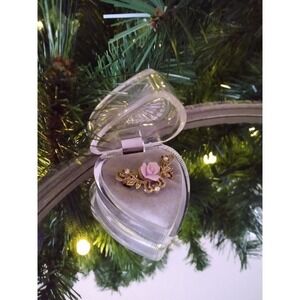 Vintage Rose Bud Brooch Pin gold tone